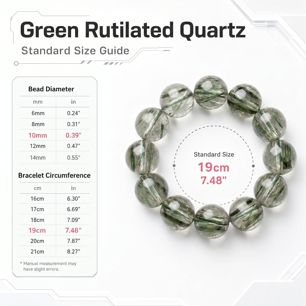 Premium Green Rutilated Quartz Beaded Bracelet | Hand-Polished Natural Gemstone Jewelry for Abundance