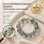 Premium Green Rutilated Quartz Beaded Bracelet | Hand-Polished Natural Gemstone Jewelry for Abundance