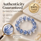 Premium Blue Rabbit Hair Quartz Beaded Bracelet | Hand-Polished Natural Gemstone Jewelry for Inner Peace & Clarity