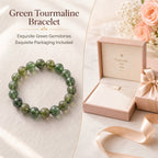 Premium Green Tourmaline Beaded Bracelet | Hand-Polished Natural Gemstone Jewelry for Harmony & Growth