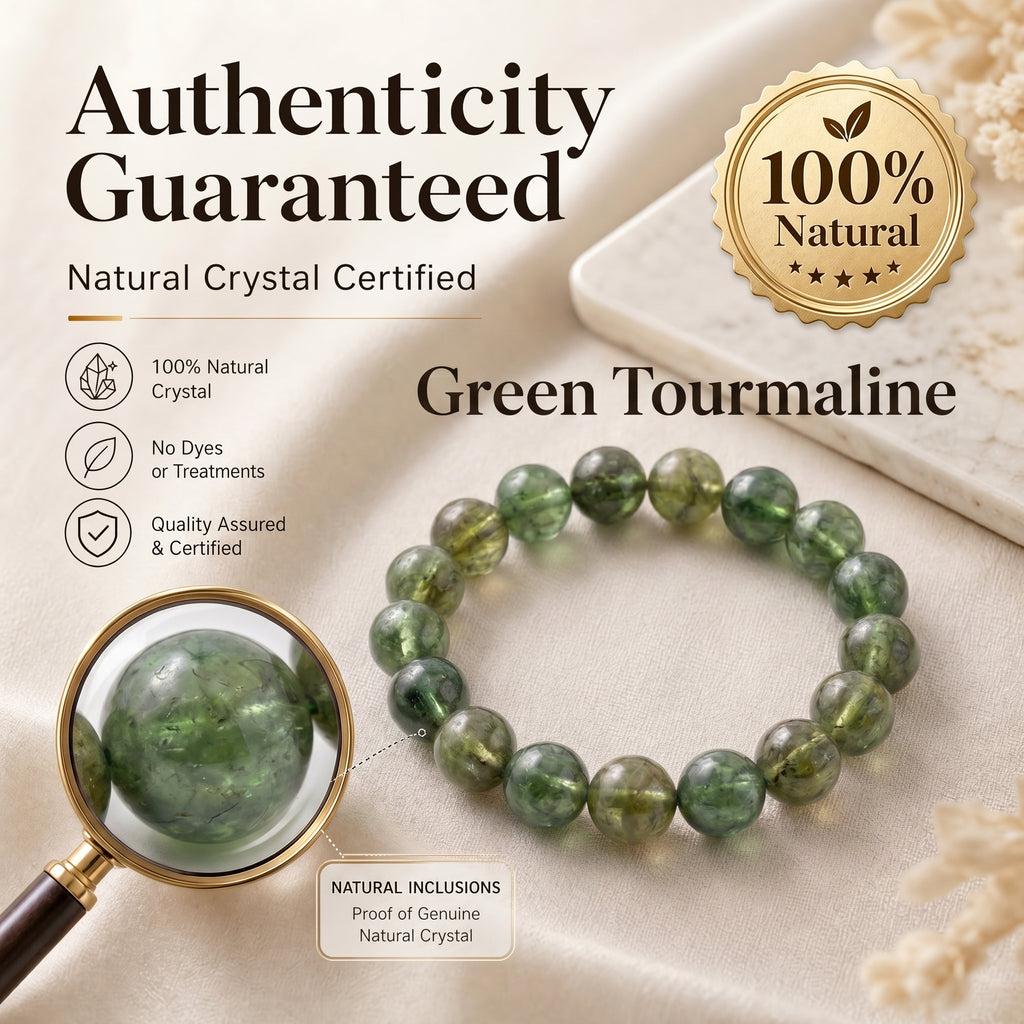 Premium Green Tourmaline Beaded Bracelet | Hand-Polished Natural Gemstone Jewelry for Harmony & Growth