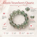 Premium Green Strawberry Quartz Beaded Bracelet | Hand-Polished Natural Crystal Jewelry for Harmony & Energy