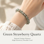 Premium Green Strawberry Quartz Beaded Bracelet | Hand-Polished Natural Crystal Jewelry for Harmony & Energy