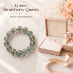 Premium Green Strawberry Quartz Beaded Bracelet | Hand-Polished Natural Crystal Jewelry for Harmony & Energy