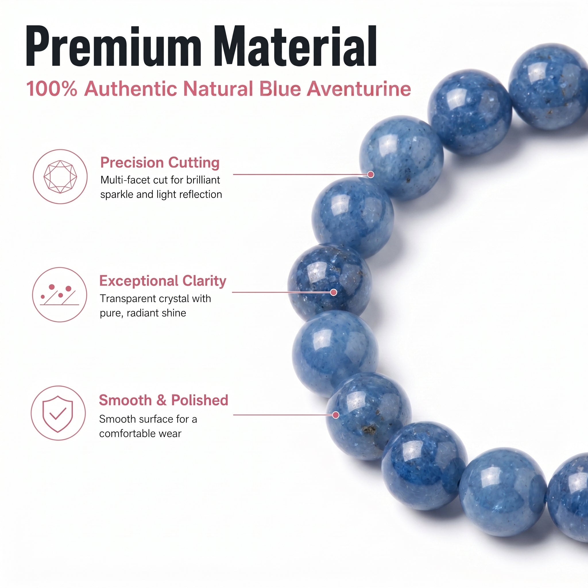Premium Blue Aventurine Beaded Bracelet | Hand-Polished Natural Gemstone Jewelry for Inner Peace & Focus