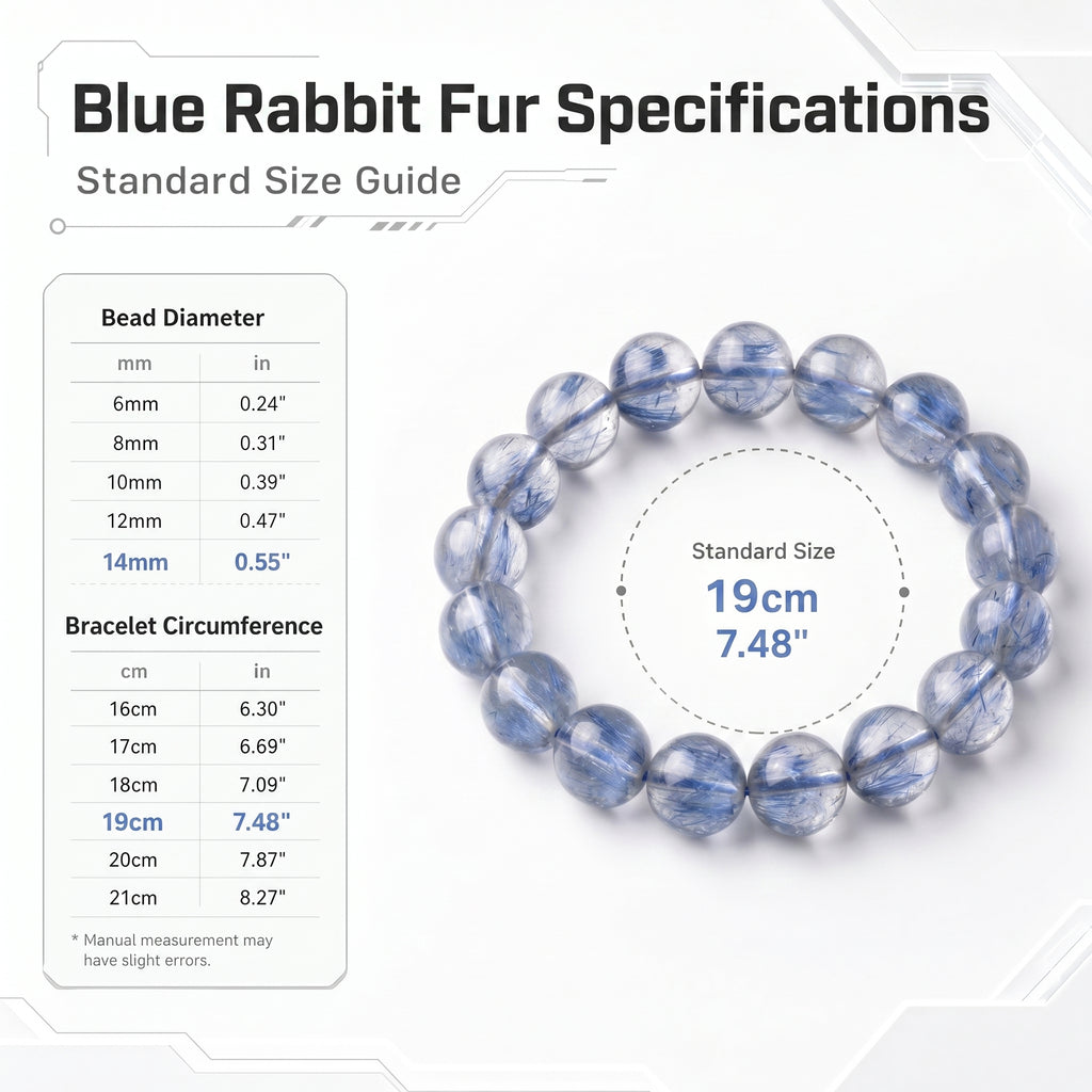 Premium Blue Rabbit Hair Quartz Beaded Bracelet | Hand-Polished Natural Gemstone Jewelry for Inner Peace & Clarity