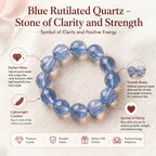 Premium Blue Rutilated Quartz Beaded Bracelet | Hand-Polished Natural Gemstone Jewelry for Abundance