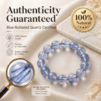 Premium Blue Rutilated Quartz Beaded Bracelet | Hand-Polished Natural Gemstone Jewelry for Abundance