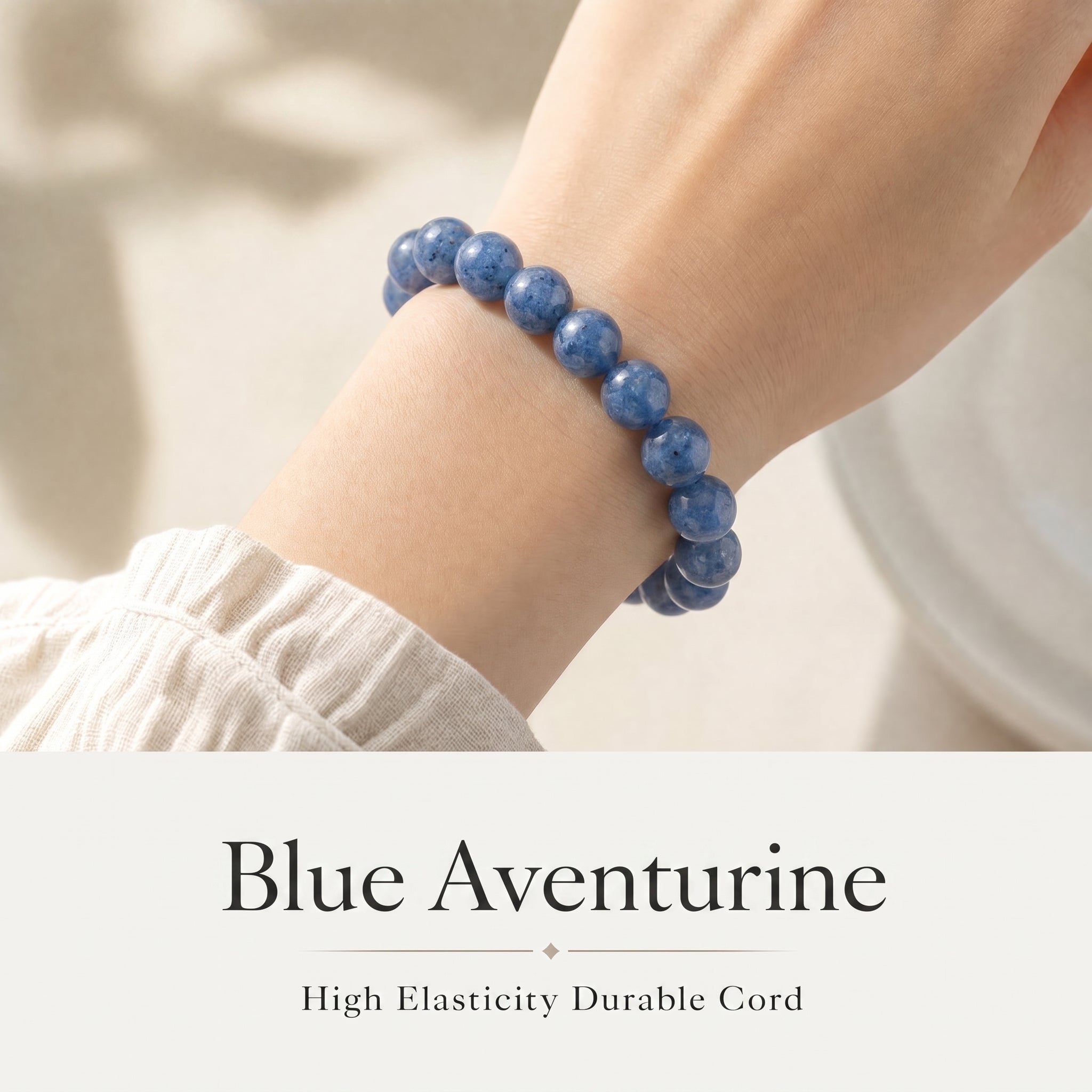 Premium Blue Aventurine Beaded Bracelet | Hand-Polished Natural Gemstone Jewelry for Inner Peace & Focus