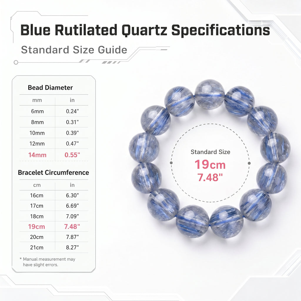 Premium Blue Rutilated Quartz Beaded Bracelet | Hand-Polished Natural Gemstone Jewelry for Abundance