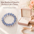 Premium Blue Rutilated Quartz Beaded Bracelet | Hand-Polished Natural Gemstone Jewelry for Abundance