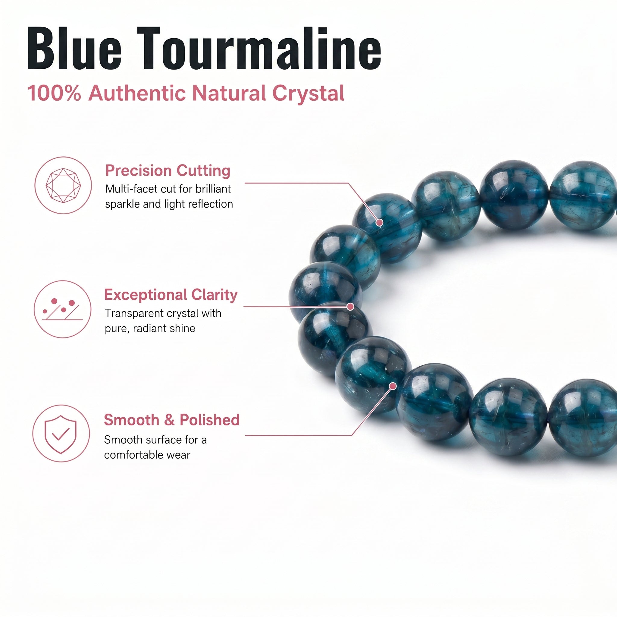 Premium Indicolite Blue Tourmaline Bracelet | Hand-Polished Natural Gemstone Jewelry for Wisdom & Confidence