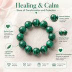 Premium Malachite Beaded Bracelet | Hand-Polished Natural Gemstone Jewelry for Protection & Harmony