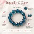 Premium Indicolite Blue Tourmaline Bracelet | Hand-Polished Natural Gemstone Jewelry for Wisdom & Confidence