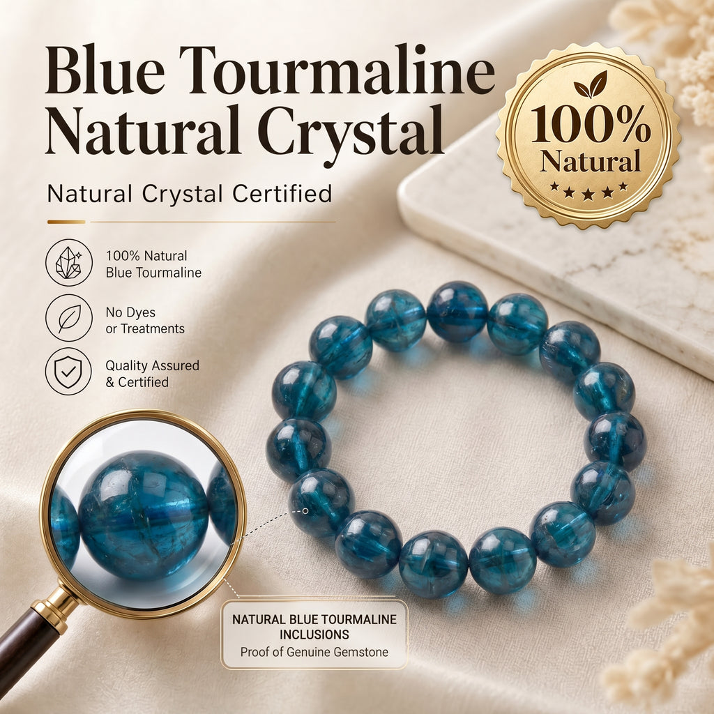 Premium Indicolite Blue Tourmaline Bracelet | Hand-Polished Natural Gemstone Jewelry for Wisdom & Confidence