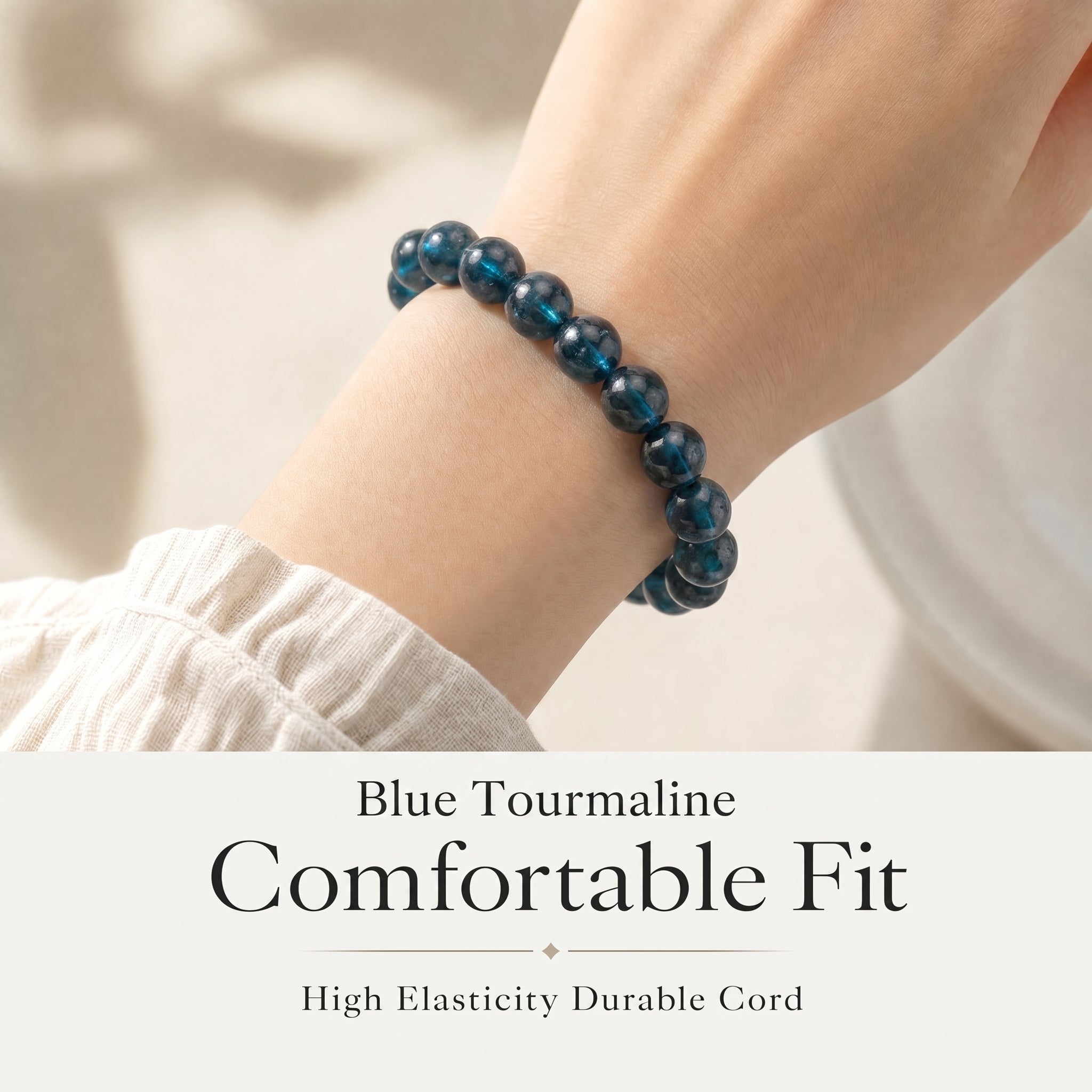 Premium Indicolite Blue Tourmaline Bracelet | Hand-Polished Natural Gemstone Jewelry for Wisdom & Confidence