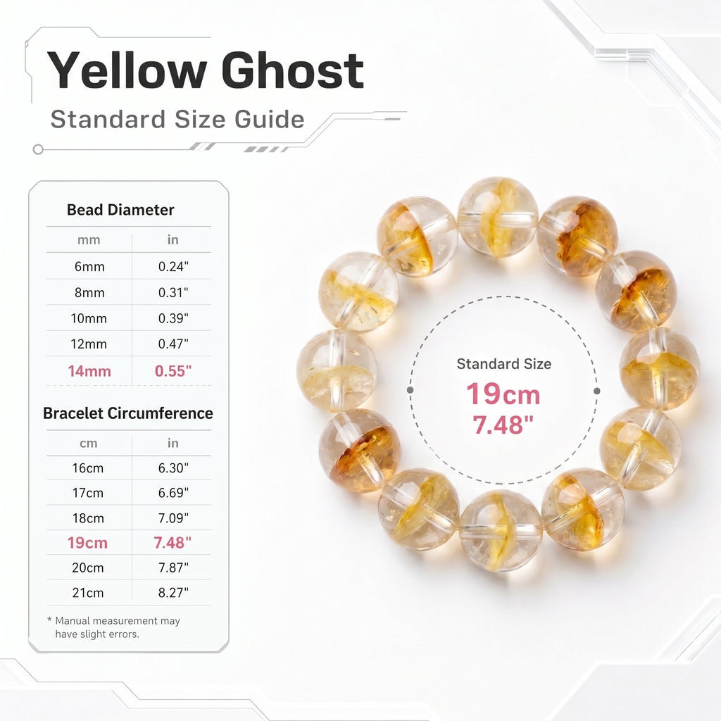 Premium Yellow Phantom Quartz Beaded Bracelet | Hand-Polished Natural Crystal Jewelry for Abundance & Success
