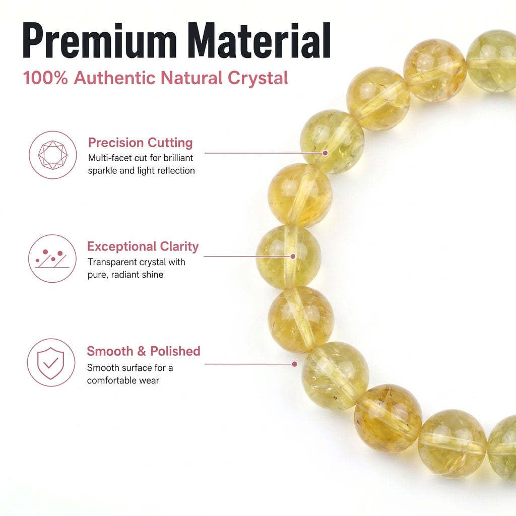 Premium Yellow Fluorite Beaded Bracelet | Hand-Polished Natural Gemstone Jewelry for Abundance & Focus