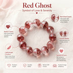 Premium Red Phantom Quartz Beaded Bracelet | Hand-Polished Natural Crystal Jewelry for Wealth & Passion