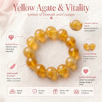 Premium Yellow Agate Beaded Bracelet | Hand-Polished Natural Gemstone Jewelry for Joy & Balance