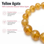 Premium Yellow Agate Beaded Bracelet | Hand-Polished Natural Gemstone Jewelry for Joy & Balance