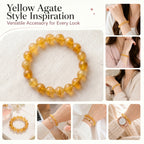 Premium Yellow Agate Beaded Bracelet | Hand-Polished Natural Gemstone Jewelry for Joy & Balance