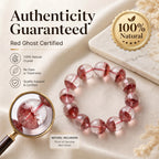 Premium Red Phantom Quartz Beaded Bracelet | Hand-Polished Natural Crystal Jewelry for Wealth & Passion