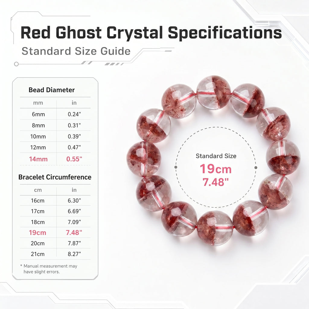 Premium Red Phantom Quartz Beaded Bracelet | Hand-Polished Natural Crystal Jewelry for Wealth & Passion