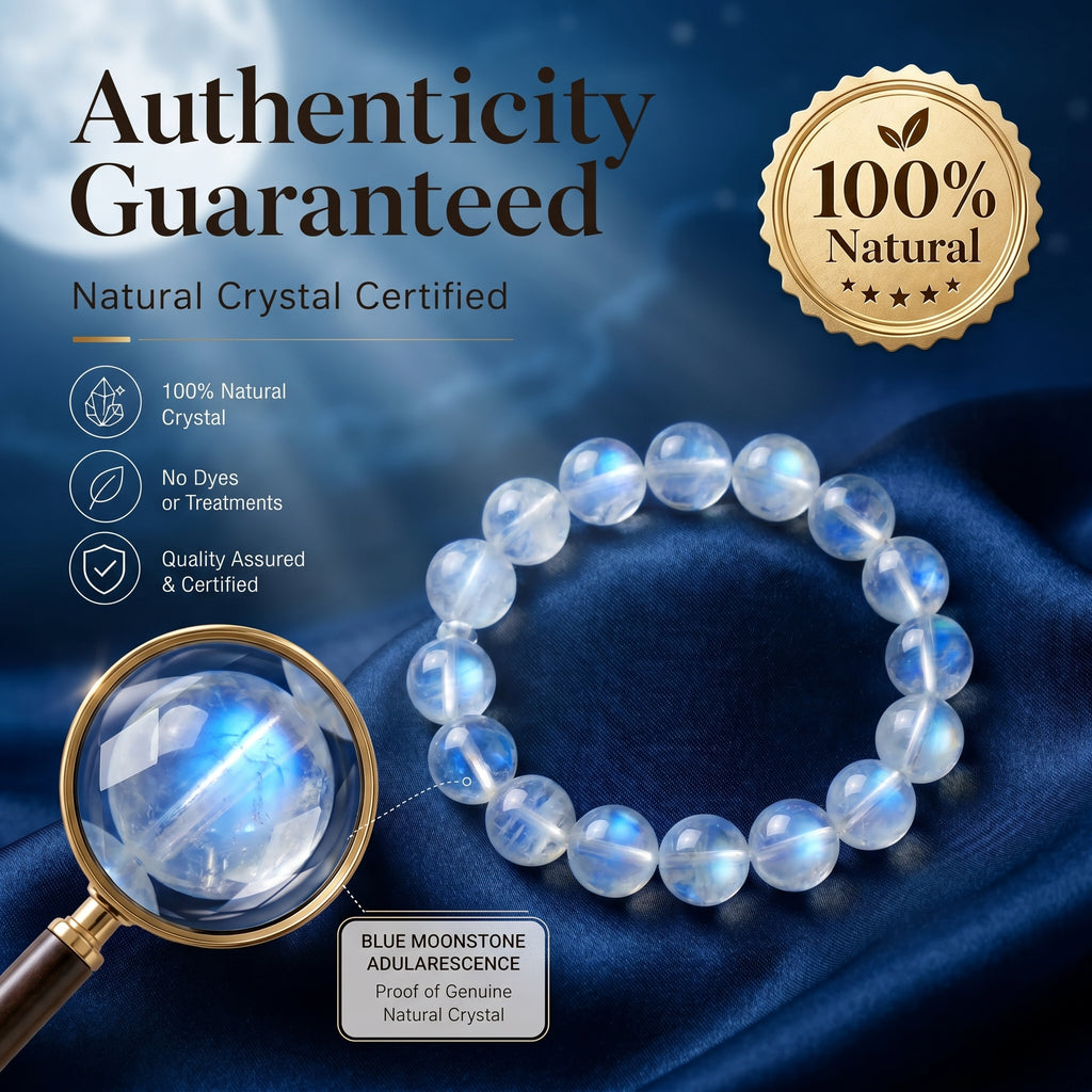 Premium Blue Moonstone Beaded Bracelet | Hand-Polished Natural Gemstone Jewelry for Calm & Intuition