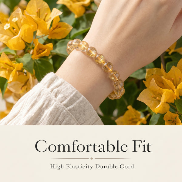 Premium Yellow Hematoid Quartz Beaded Bracelet | Hand-Polished Natural Gemstone Jewelry for Energy & Manifestation