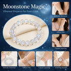 Premium Blue Moonstone Beaded Bracelet | Hand-Polished Natural Gemstone Jewelry for Calm & Intuition