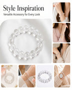 Premium Clear Quartz Beaded Bracelet | Hand-Polished Natural Gemstone Jewelry for Mindfulness & Balance