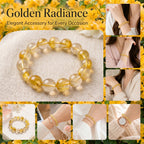 Premium Yellow Hematoid Quartz Beaded Bracelet | Hand-Polished Natural Gemstone Jewelry for Energy & Manifestation