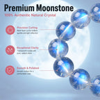 Premium Blue Moonstone Beaded Bracelet | Hand-Polished Natural Gemstone Jewelry for Calm & Intuition