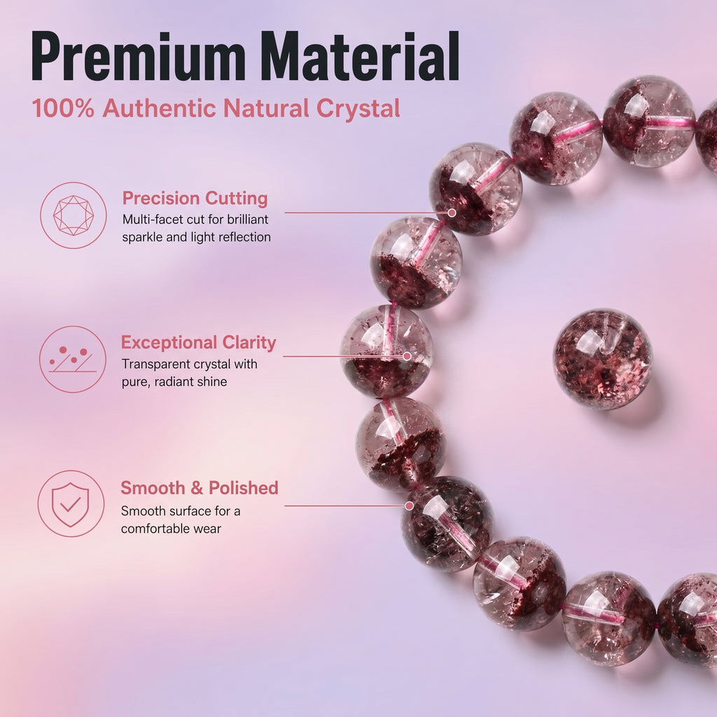 Dreamy Phantom Quartz Bracelet | The "Healing Stone" | Unique Lavender & Rose Crystal Jewelry
