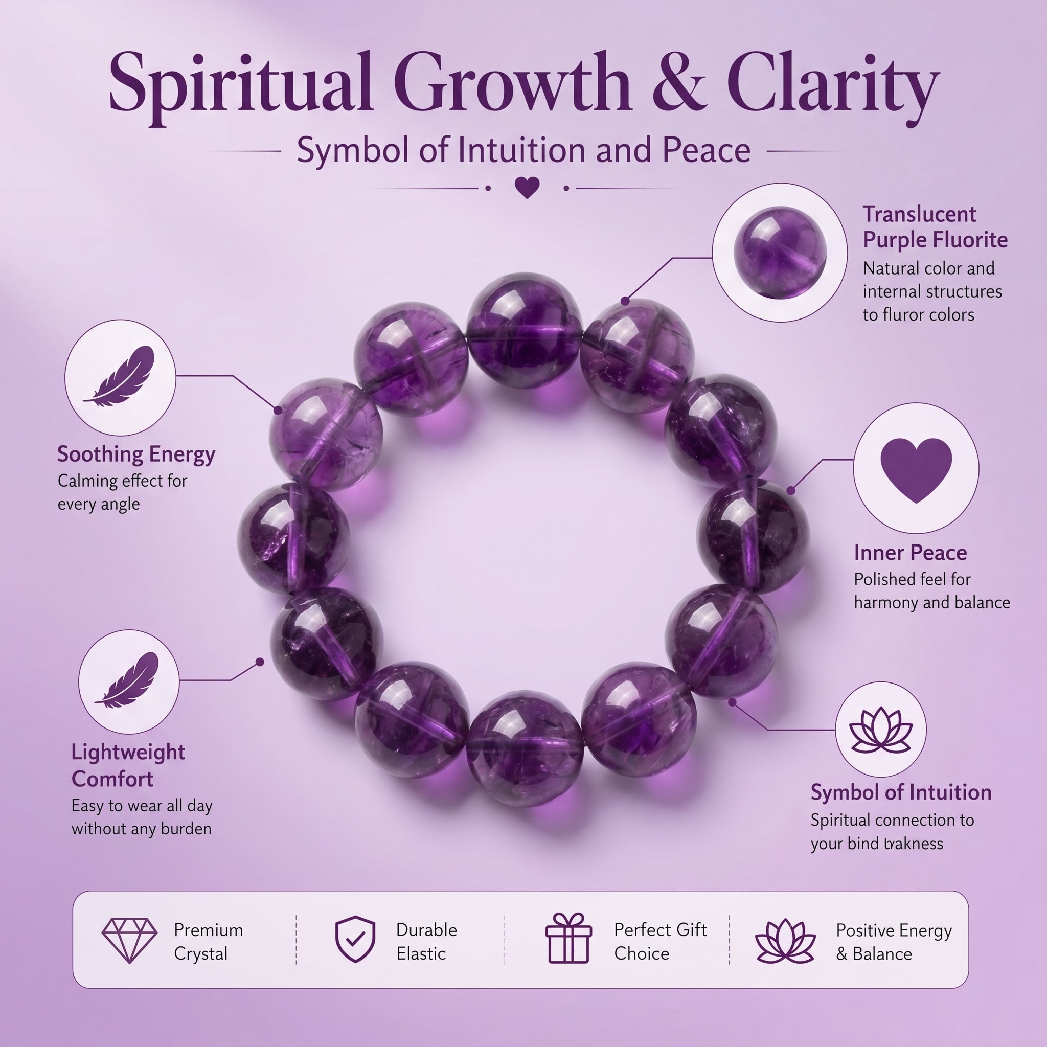 Authentic Purple Fluorite Bracelet | The "Stone of Spirit" | Unique Gemstone Jewelry for Meditation