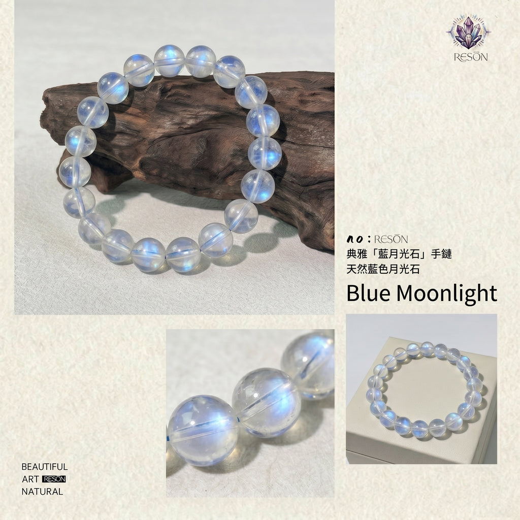 Premium Blue Moonstone Beaded Bracelet | Hand-Polished Natural Gemstone Jewelry for Calm & Intuition