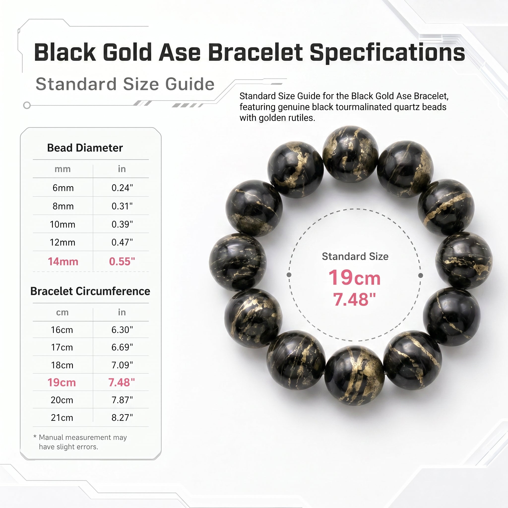 Premium Black Gold Azeztulite Beaded Bracelet | Hand-Polished Natural Gemstone Jewelry for Balance & Harmony