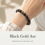 Premium Black Gold Azeztulite Beaded Bracelet | Hand-Polished Natural Gemstone Jewelry for Balance & Harmony