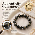 Premium Black Gold Azeztulite Beaded Bracelet | Hand-Polished Natural Gemstone Jewelry for Balance & Harmony