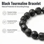 Premium Black Tourmaline Beaded Bracelet | Hand-Polished Natural Gemstone Jewelry for Energy Cleansing