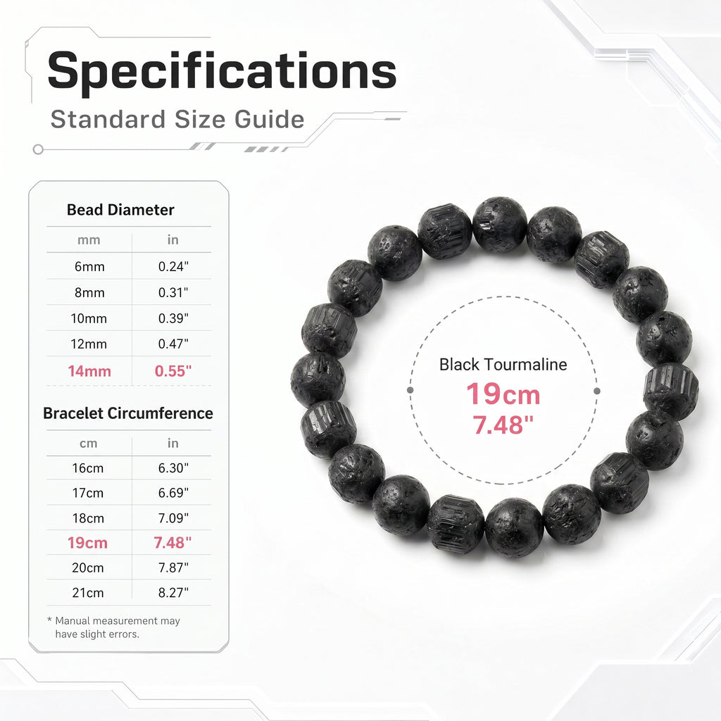 Premium Black Tourmaline Beaded Bracelet | Hand-Polished Natural Gemstone Jewelry for Energy Cleansing