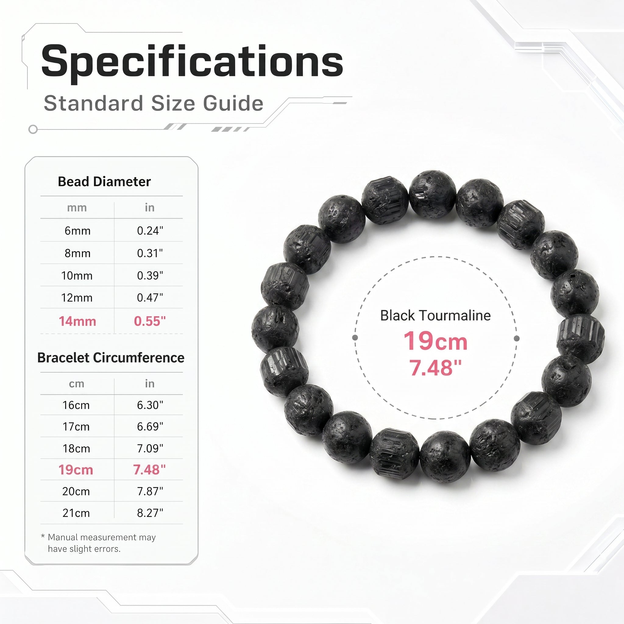 Premium Black Tourmaline Beaded Bracelet | Hand-Polished Natural Gemstone Jewelry for Energy Cleansing