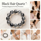 Premium Black Rutilated Quartz Beaded Bracelet | Hand-Polished Natural Gemstone Jewelry for Success & Clarity