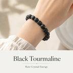 Premium Black Tourmaline Beaded Bracelet | Hand-Polished Natural Gemstone Jewelry for Energy Cleansing