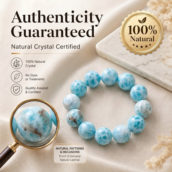 Premium Larimar Beaded Bracelet | Hand-Polished Natural Gemstone Jewelry for Peace & Communication