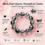 Premium Black Rutilated Quartz Beaded Bracelet | Hand-Polished Natural Gemstone Jewelry for Success & Clarity
