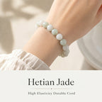 Luxury Xinjiang Hetian Jade Beaded Bracelet | Hand-Polished Natural Nephrite Jade Jewelry for Elegant Style