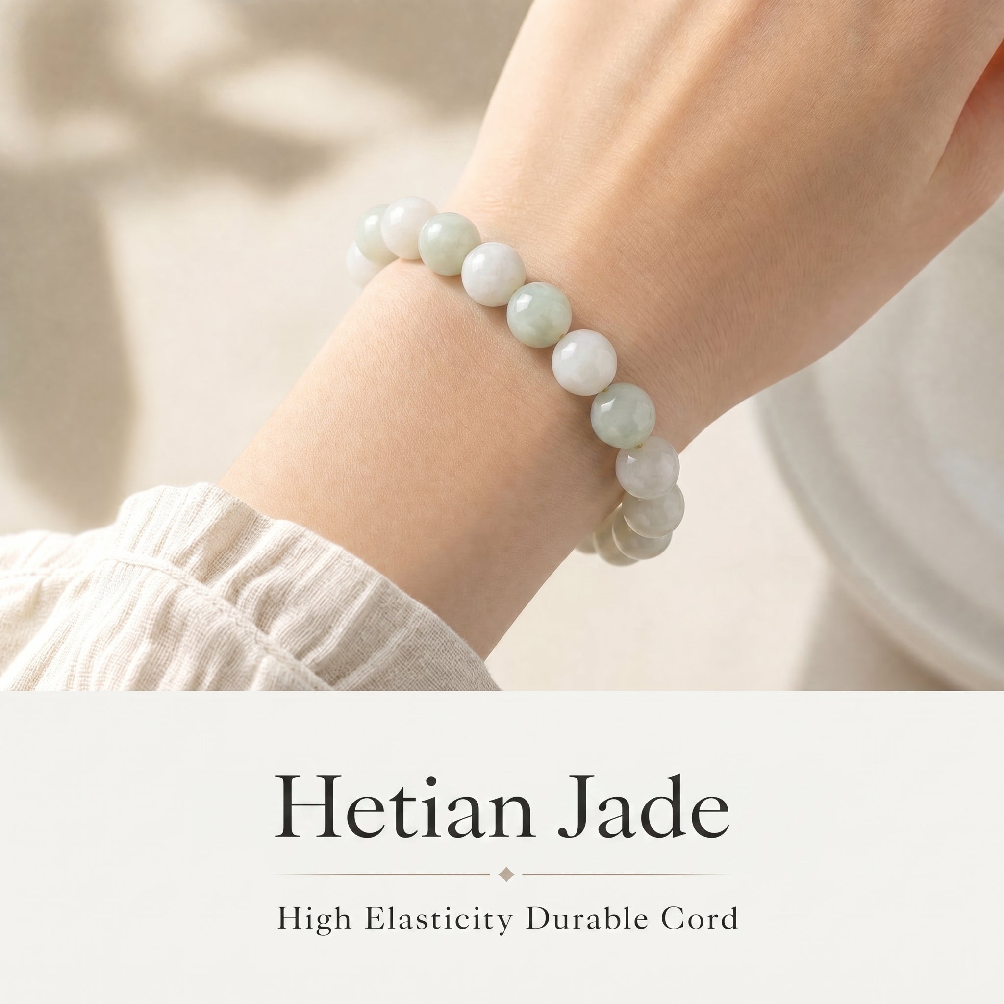 Luxury Xinjiang Hetian Jade Beaded Bracelet | Hand-Polished Natural Nephrite Jade Jewelry for Elegant Style