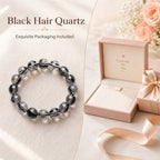 Premium Black Rutilated Quartz Beaded Bracelet | Hand-Polished Natural Gemstone Jewelry for Success & Clarity